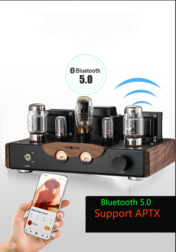 18W+18W High power Pure hand made KT88 MONA tubes Bluetooth 5.0 power amplifier pure Class A single ended vacuum tube power amp APTX
