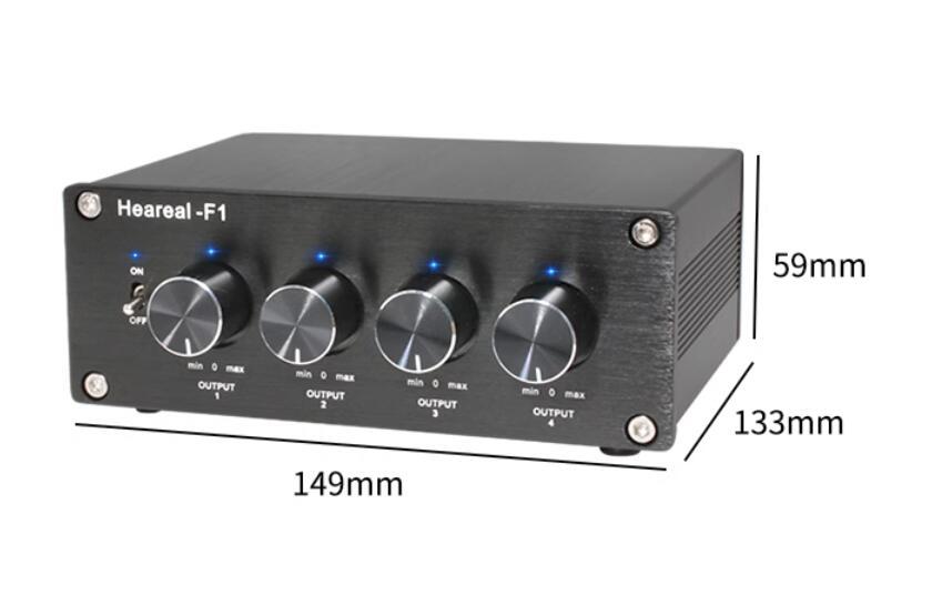 1 input and 4 outputs simultaneously Audio switcher hifi line conversion with 1 input lossless audio frequency distributor