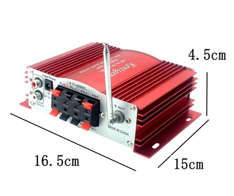 KENTIGER 3001 4 Channel Amplifier With Remote Control USB/SD Card Player FM Radio 12V5A Power Adapter And AUX Cable Optional