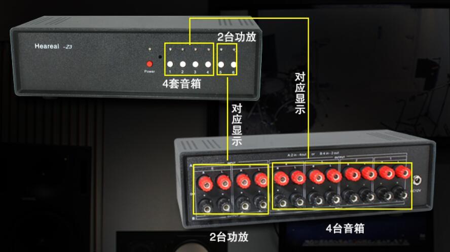 Remote control High power speaker switcher HIFI 4 in 2 out/2 in 4 out amplifier speaker switcher conversion