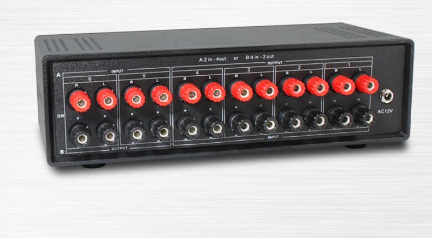 Remote control High power speaker switcher HIFI 4 in 2 out/2 in 4 out amplifier speaker switcher conversion