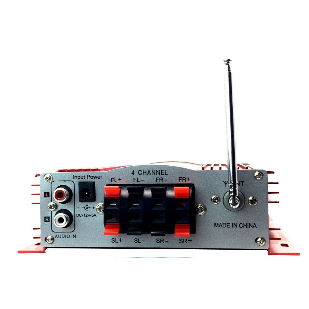 KENTIGER 3001 4 Channel Amplifier With Remote Control USB/SD Card Player FM Radio 12V5A Power Adapter And AUX Cable Optional