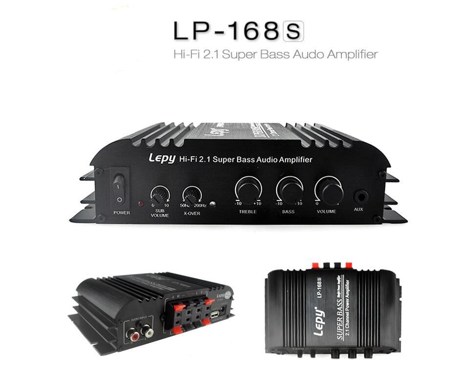 Lepy LP-168S 12V Power Subwoofer With AUX Function 2.1 Channel Auto Audio Car Amplifier Bass Output HiFi Stereo Sound LoudSpeake