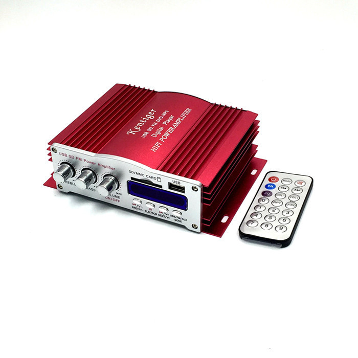 KENTIGER 3001 4 Channel Amplifier With Remote Control USB/SD Card Player FM Radio 12V5A Power Adapter And AUX Cable Optional