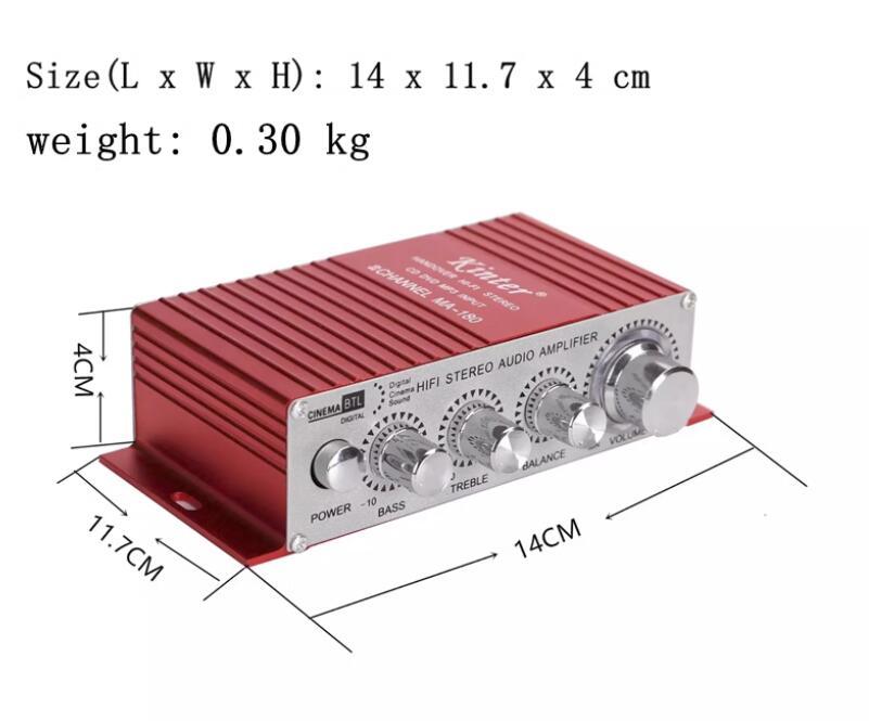 MA-180 Hi-Fi Mini USB 12V Auto Car Power Amplifier Stereo Sound Mode Audio Music Player with Remote Support MP3 / VCD / DVD