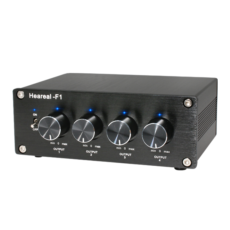 1 input and 4 outputs simultaneously Audio switcher hifi line conversion with 1 input lossless audio frequency distributor