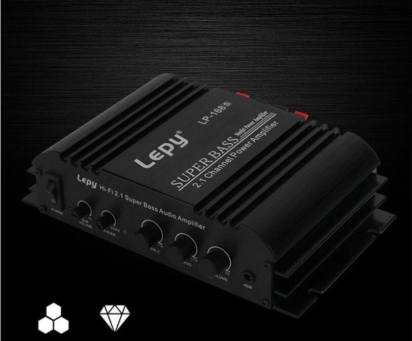 Lepy LP-168S 12V Power Subwoofer With AUX Function 2.1 Channel Auto Audio Car Amplifier Bass Output HiFi Stereo Sound LoudSpeake