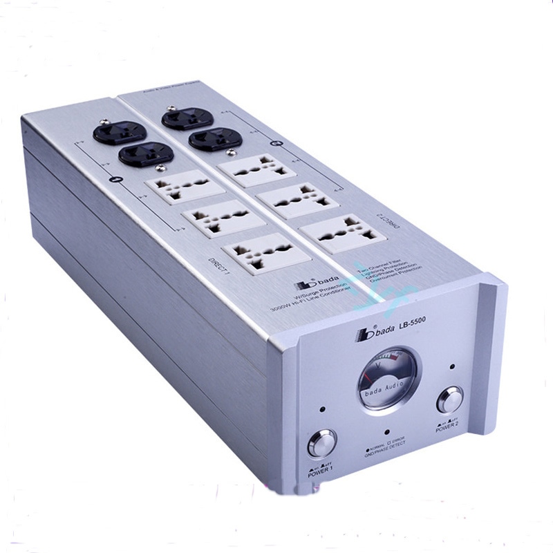 Bada LB-5500 HiFi Power Filter Plant Schuko Socket 8Ways AC Power Conditioner Audiophile Power Purifier With US Outlets
