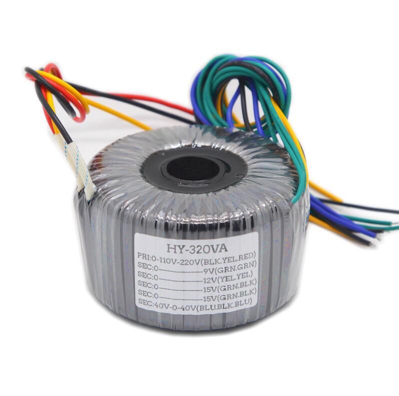 320W HiFi Audio Power Toroidal Transformer Output 40V-0-40V 0-9V 0-12V 0-15V 0-15V Pure copper wire winding