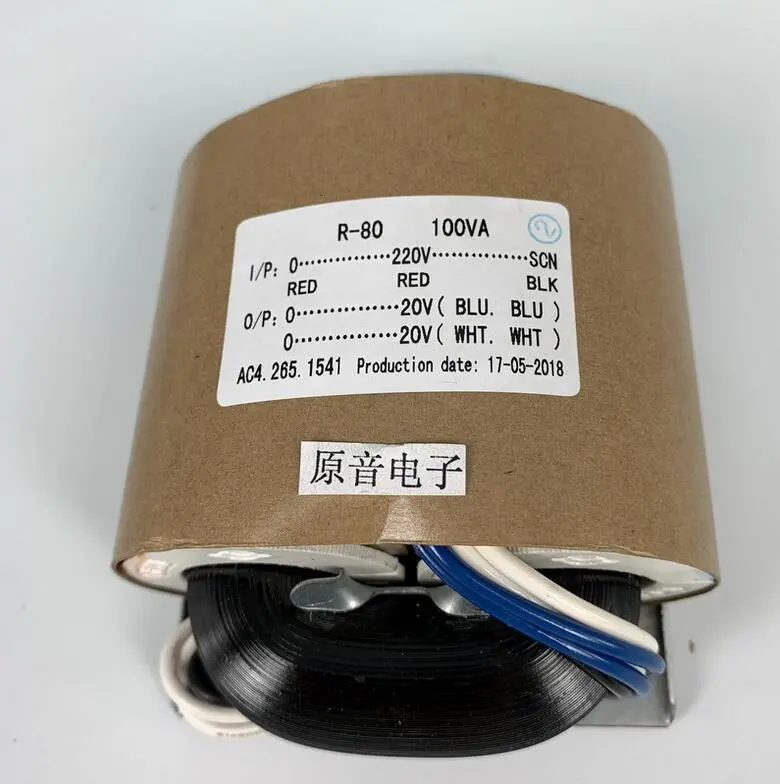 100W R type Oxygen free copper Power Transformer 100VA dual 20V voltage