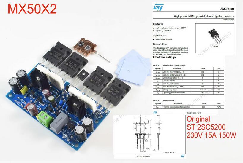 One Pair MX50X2 DIY KITS/Finished Board 150W*2 Dual Channel Power Amplifier AMP Board