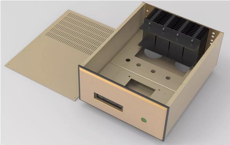 Reference FM Acoustics FM1811 Golden All-Aluminum Power Amplifier Chassis Preamp Case DIY HiFi Box