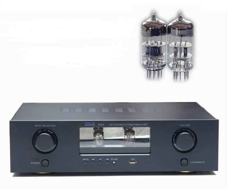 E590 Electronic tube transistor combined 120W*2 HIFI power amplifier with bluetooth