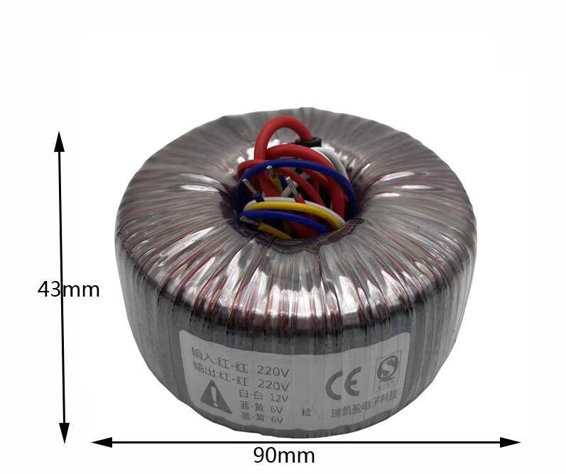 100W Pure Copper Toroidal Transformer Input: 220V Output: 0-12V 0-6V*2 for Amplifier