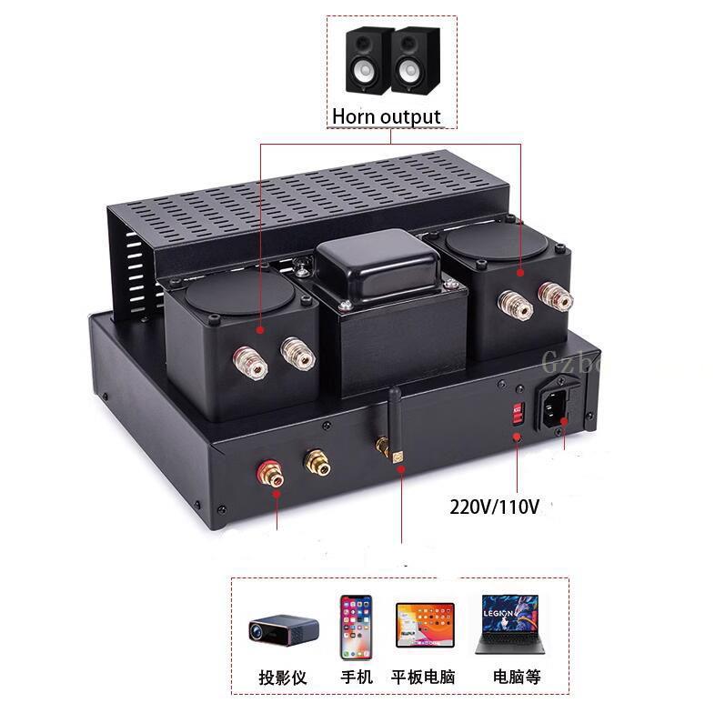Hifi 6P13*2 6N2*1 Bluetooth 5.0 Electronic vacuum Tube Power Amplifier home desktop amp Beyond EL34 15W*2