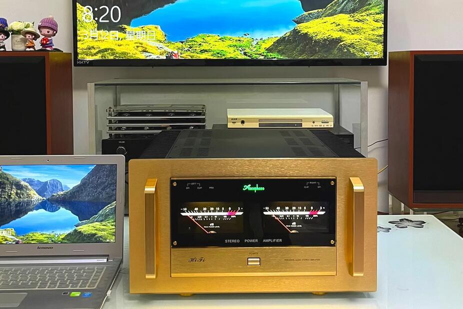 AM200 HIFI Fully balanced Class A stereo 200W*2 power amplifier With dual meter display