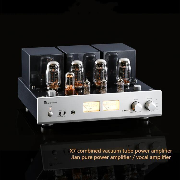 MUZISHARE X7 Integrated Vacuum Tube Amplifier KT88x4 AB1 Push-pull Amp 25~45W TR~UL Switch 110V/220V MM Phono