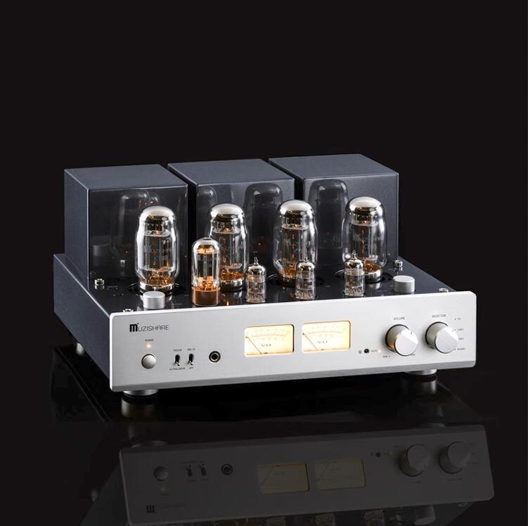 MUZISHARE X7 Integrated Vacuum Tube Amplifier KT88x4 AB1 Push-pull Amp 25~45W TR~UL Switch 110V/220V MM Phono