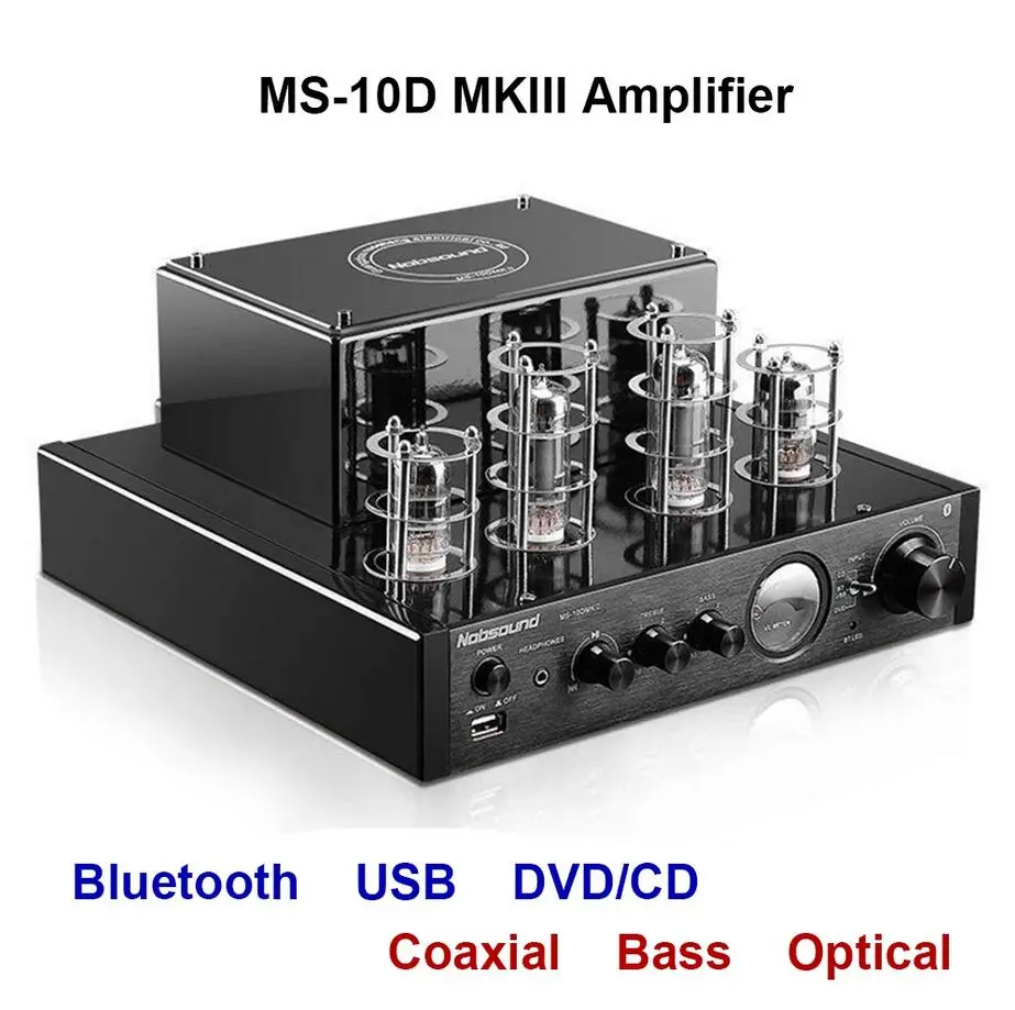 Nobsound MS-10D MKII MS-10D MKIII Amplifier Vacuum Tube Amplifier Support  Bluetooth USB optical Coaxial Bass DVD CD input