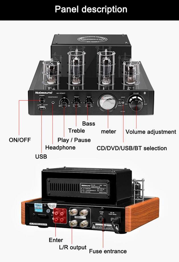 Nobsound MS-10D MKII MS-10D MKIII Amplifier Vacuum Tube Amplifier Support Bluetooth USB optical Coaxial Bass DVD CD input