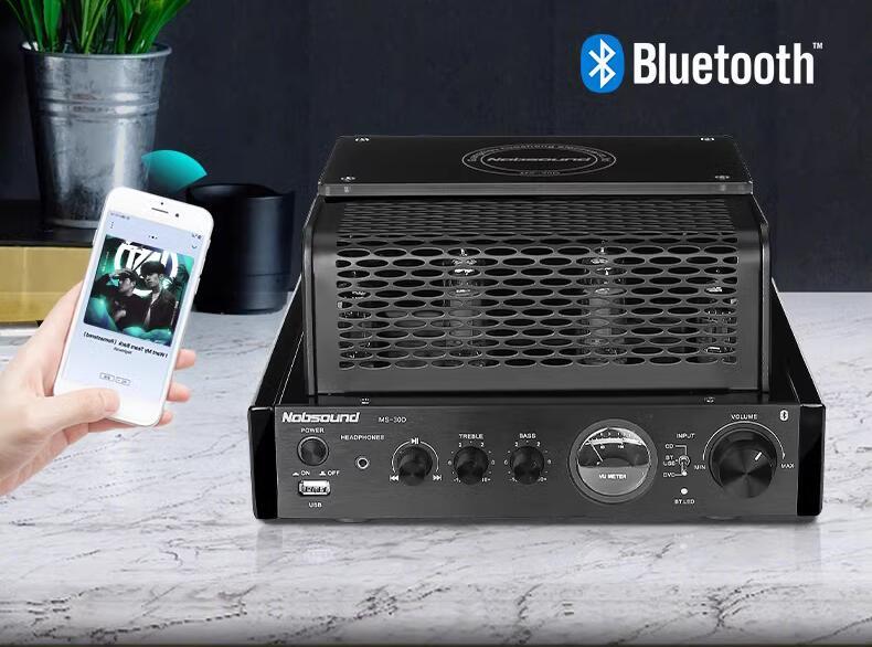 Nobsound MS-30D MKII black Bluetooth USB music player 25W*2 Vacuum tube audio amplifier