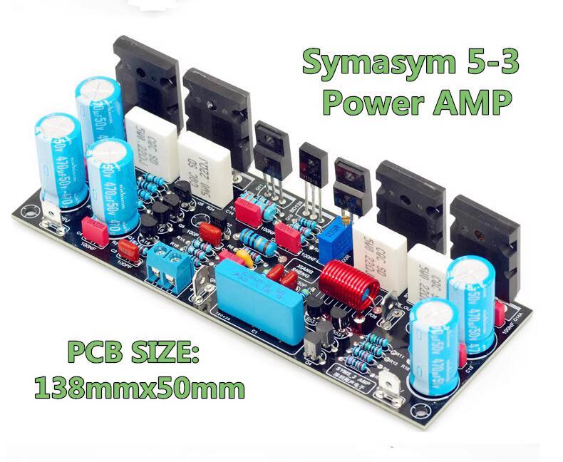 One pair Symasym 5-3 discrete Component 100W*2 Stereo Class AB hifi diy Audio Amplifier Board