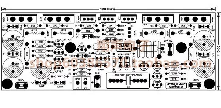 One pair Symasym 5-3 discrete Component 100W*2 Stereo Class AB hifi diy Audio Amplifier Board