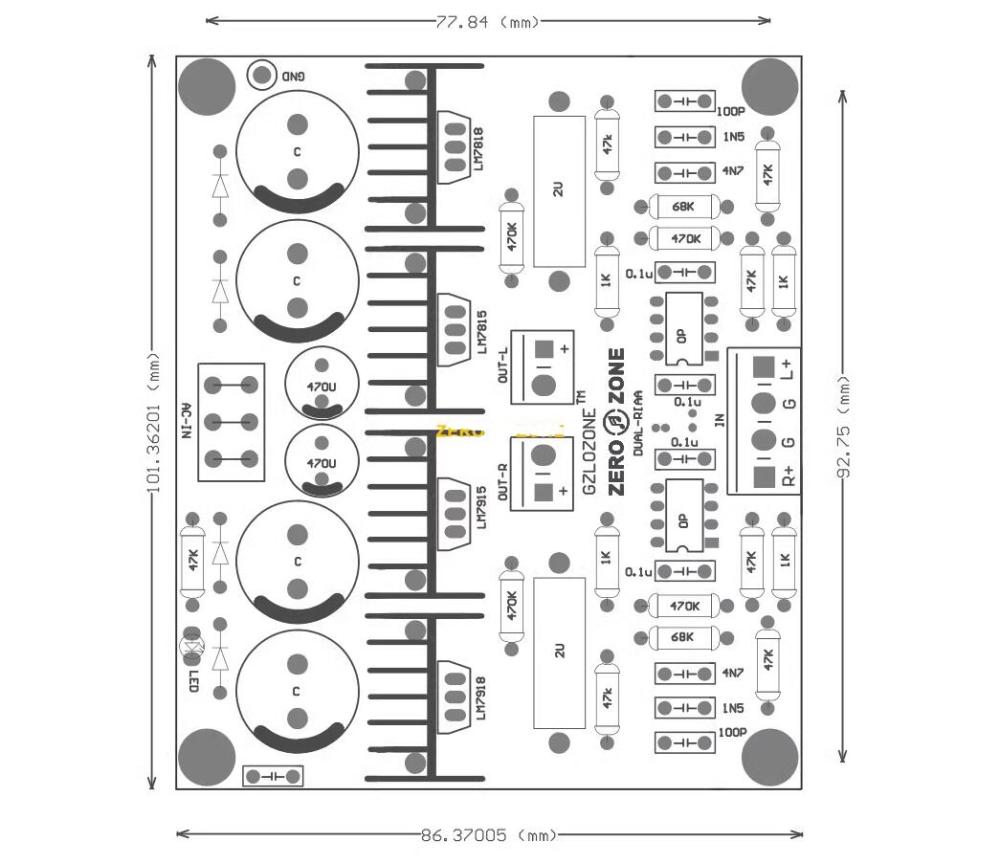 New DUAL-RIAA MM Phono Turntable Preamplifier Board MM LP Amp DIY PCB