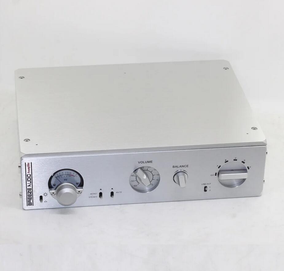 BZ3208A Luxury Precision full aluminum chassis silver hifi diy Amplifier Case With VU Meter