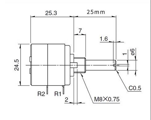 1PCS Japan ALPS 27 Stereo Potentiometer 10KA 20KA 50KA 100KA 250K Gear shaft Round handle + PCB