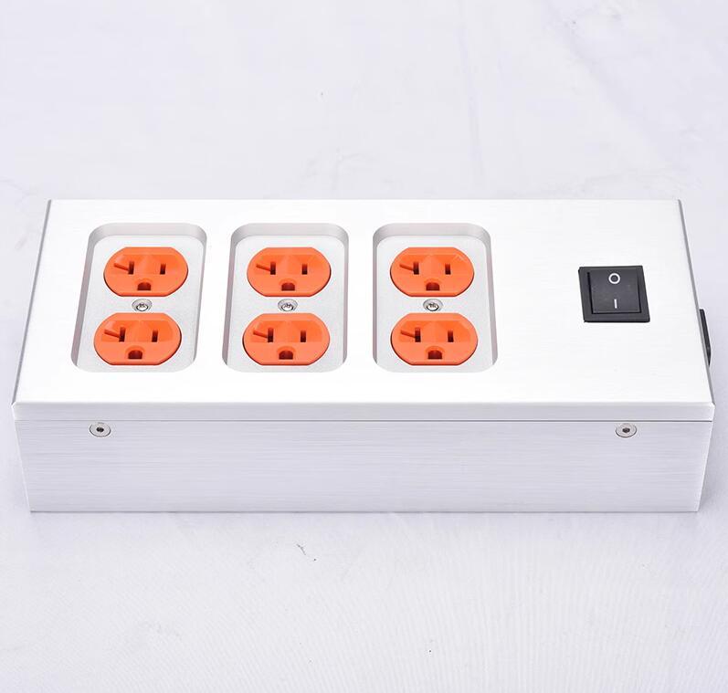 1pcs All aluminum case American standard power socket Audio HiFi mini power strip US power plug