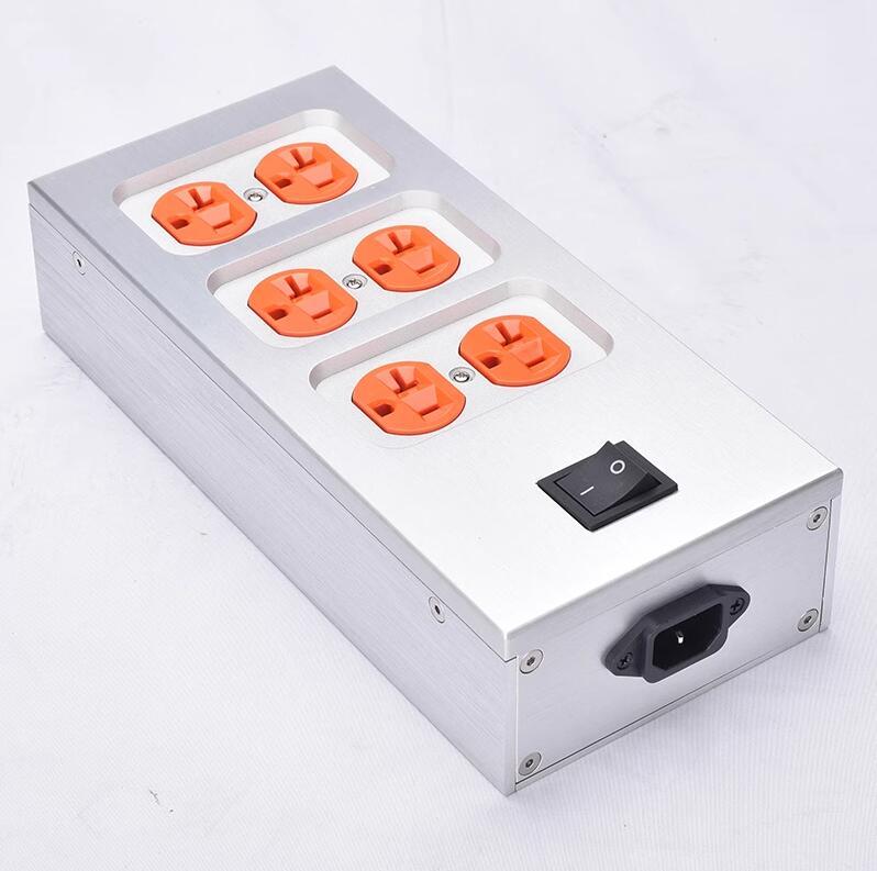 1pcs All aluminum case American standard power socket Audio HiFi mini power strip US power plug