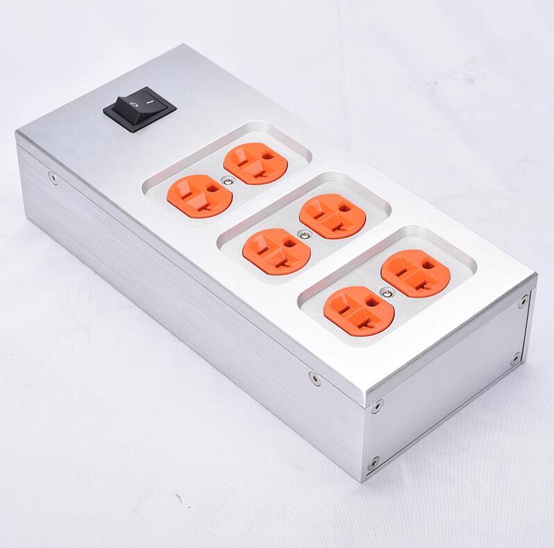 1pcs All aluminum case American standard power socket Audio HiFi mini power strip US power plug