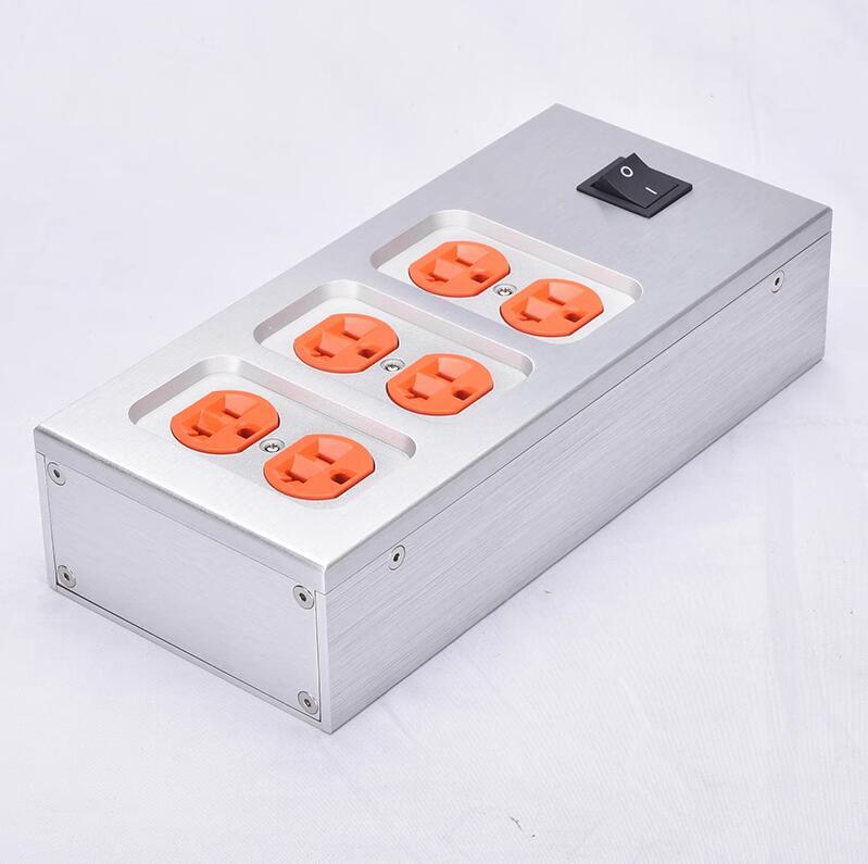 1pcs All aluminum case American standard power socket Audio HiFi mini power strip US power plug