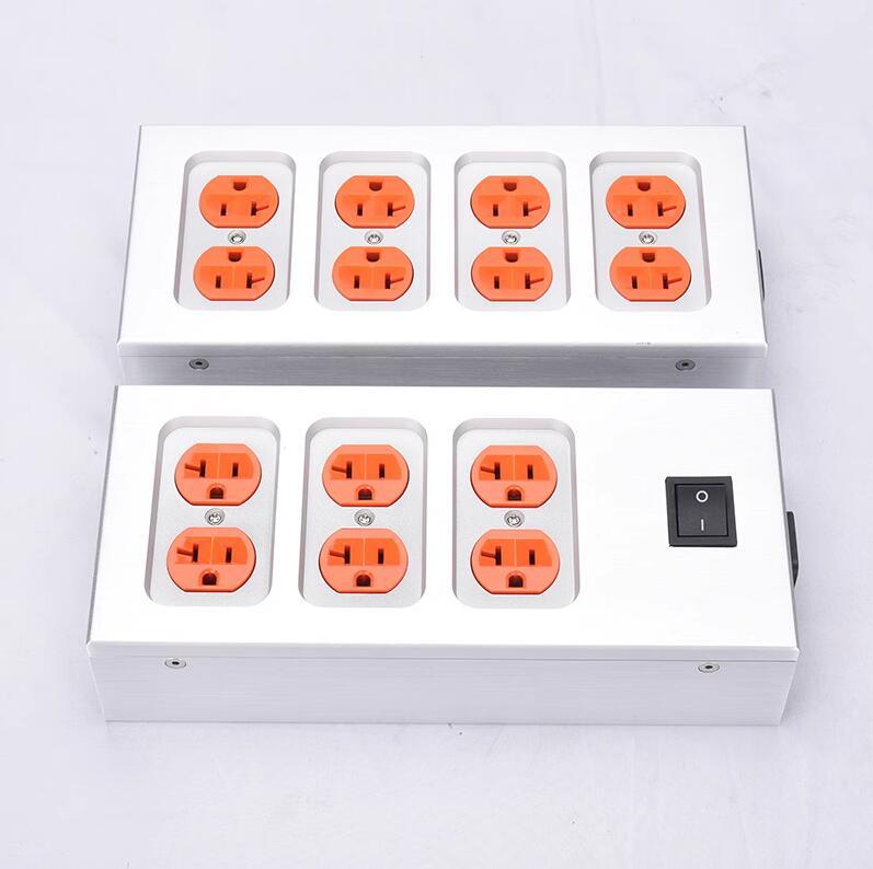 1pcs All aluminum case American standard power socket Audio HiFi mini power strip US power plug