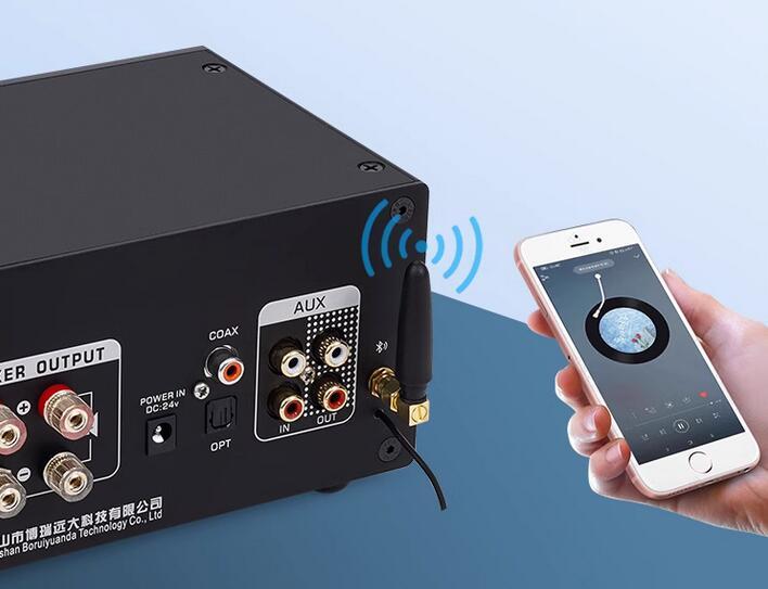 M7 remote control HIFI audio home tube power amplifier can Adjustable volume support RCA BT AUX COAX OPT USB TF RADIO 50W+50W
