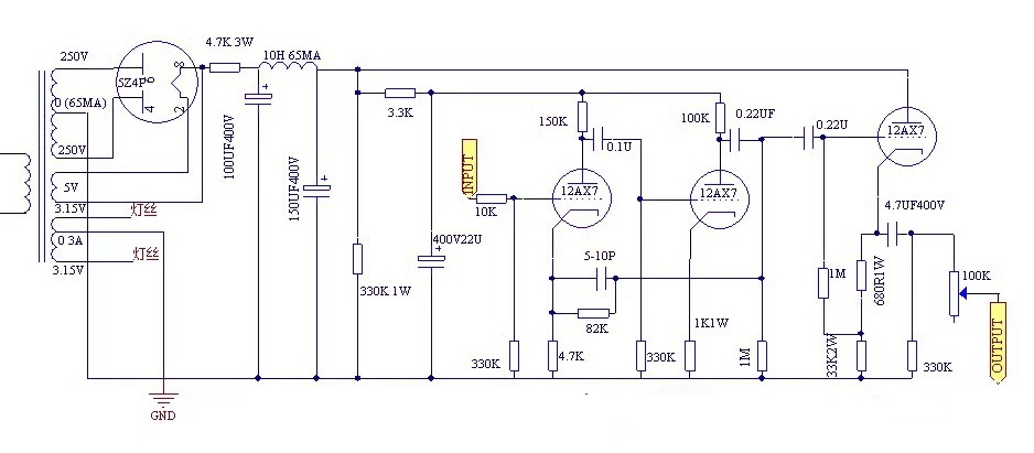 M7C hifi tube preamplifier based on Marantz7 circuit