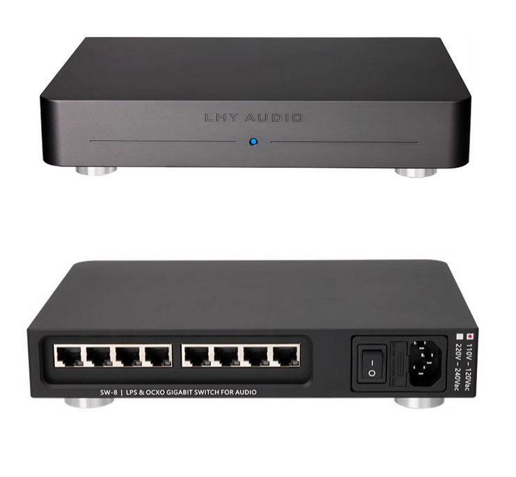 HIFI audio fever Ethernet switch full linear DC power supply sc cut ocxo constant temperature crystal oscillator magic change