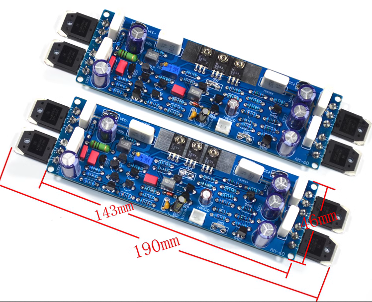 AM-60 100W+100W class AB HIFI DIY amplifier board with ON NJW0302 / NJW0281 YS