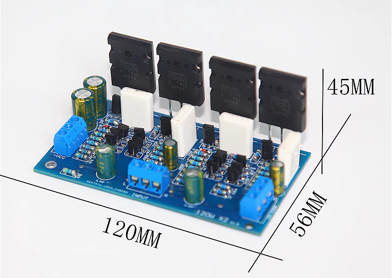120W+120W HiFi stereo Upgraded high-power version amplifier board with 1943 5200 transistor