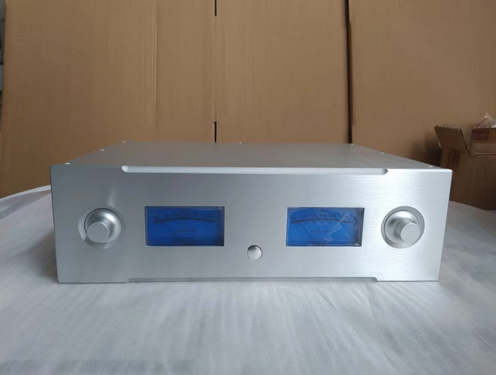 Dual VU meter full aluminum power amplifier chassis preamplifier install case with knob 430*130*308mm