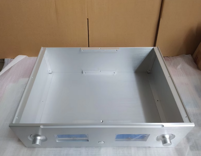 Dual VU meter full aluminum power amplifier chassis preamplifier install case with knob 430*130*308mm