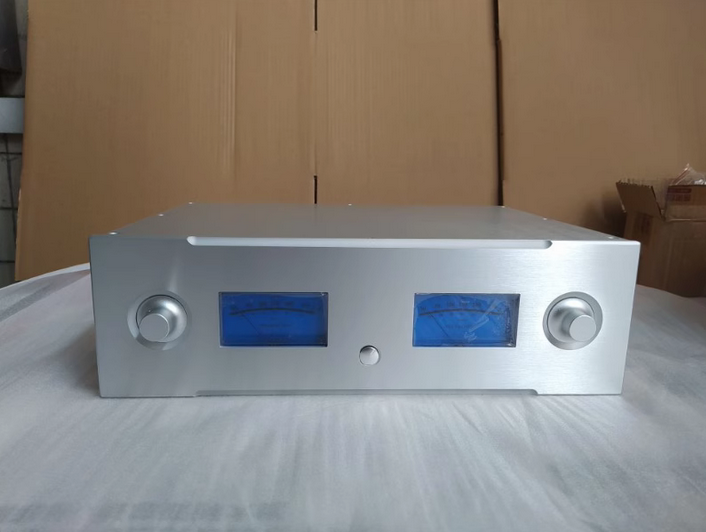 Dual VU meter full aluminum power amplifier chassis preamplifier install case with knob 430*130*308mm