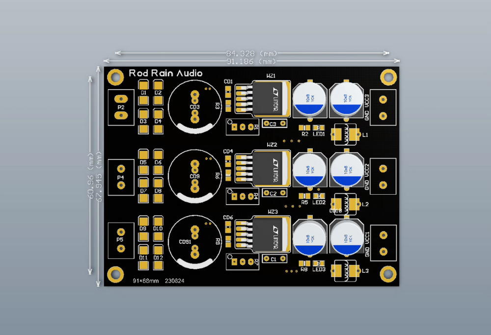 3A three-way LT1764 high-speed low-noise independent linear voltage regulator power supply board