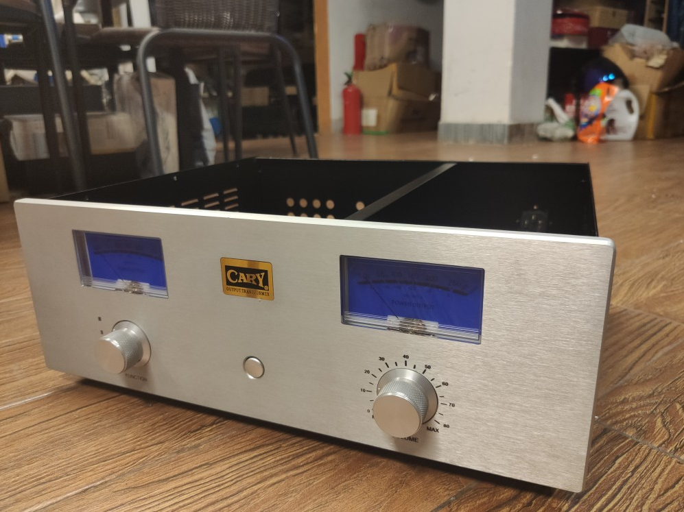 Tube preamplifier hifi diy chassis Aluminium panel + iron body case Can install CARY circuit with uv Level meter