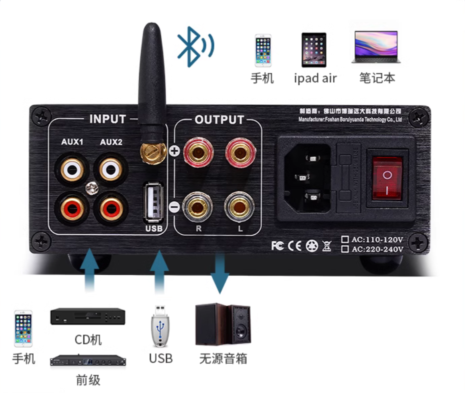New design classic LM3886 stereo hifi high-power 68W+68W power amplifier with bluetooth 5.3