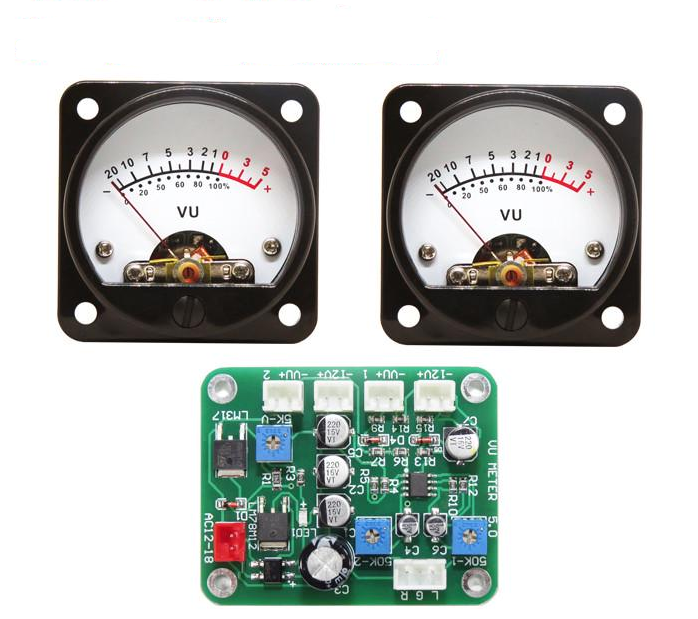 2PCS VU Meter Audio Level Indicator With Driver Board AC/DC 6-12V 45mm Panel VU Meter 500VU With LED Backlight Audio Level Amp