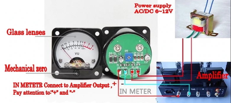 2PCS VU Meter Audio Level Indicator With Driver Board AC/DC 6-12V 45mm Panel VU Meter 500VU With LED Backlight Audio Level Amp