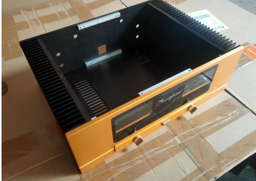 Accuphase All aluminum amplifier chassis / Preamplifier case VU meter AMP Enclosure DIY box with heatsink on both side