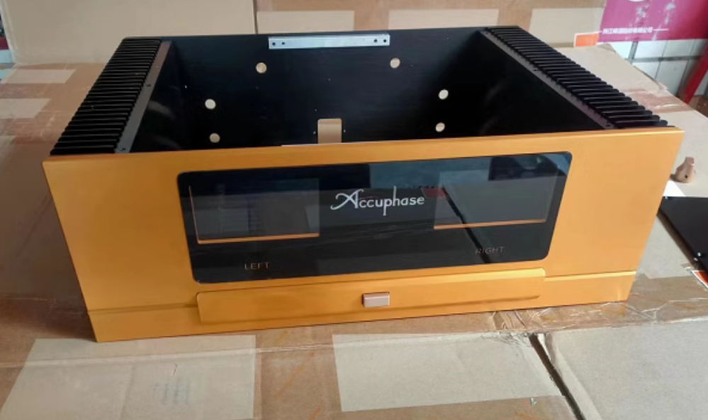 Accuphase All aluminum amplifier chassis / Preamplifier case VU meter AMP Enclosure DIY box with heatsink on both side